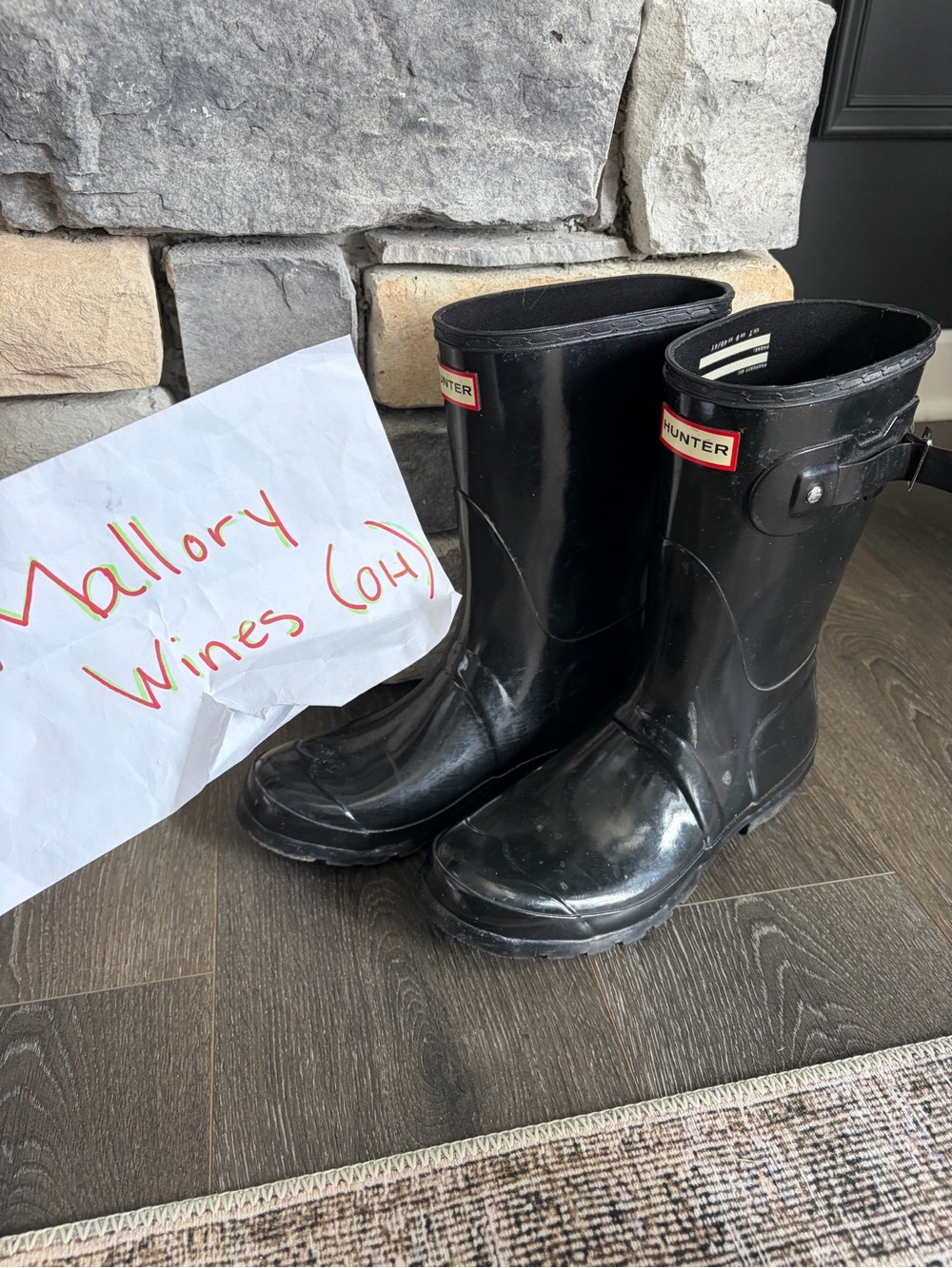 Hunter Glossy Black Short Wellington Boots